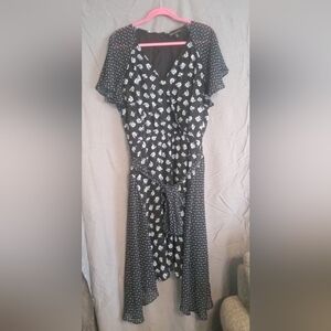 Elegant Black and Blue Floral Dress